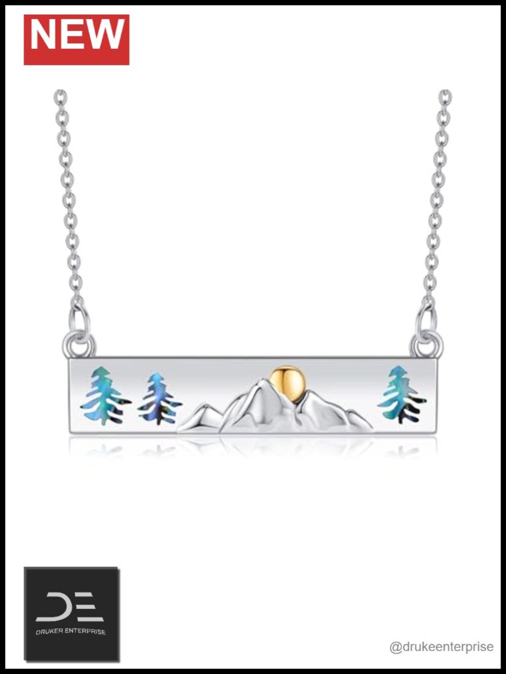 Sterling Silver Mountain Pendant Necklace Nature Jewelry Gift for Hikers